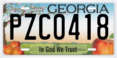 GA license plate PZC0418