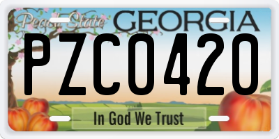 GA license plate PZC0420