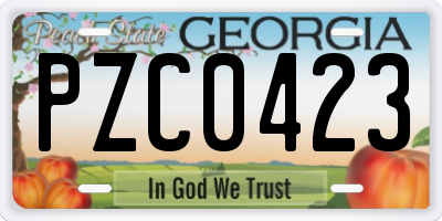 GA license plate PZC0423