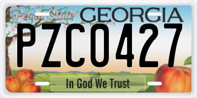 GA license plate PZC0427