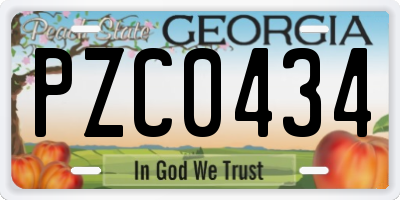 GA license plate PZC0434
