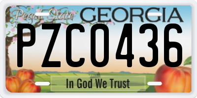 GA license plate PZC0436
