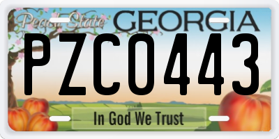 GA license plate PZC0443