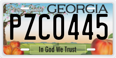 GA license plate PZC0445