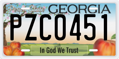 GA license plate PZC0451