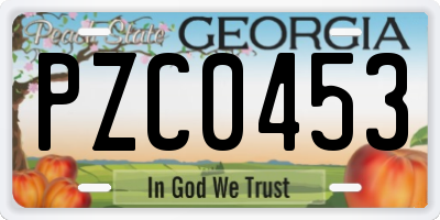GA license plate PZC0453