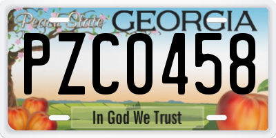 GA license plate PZC0458