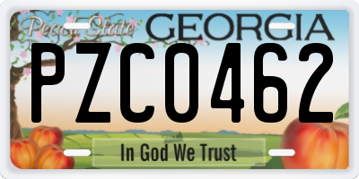 GA license plate PZC0462