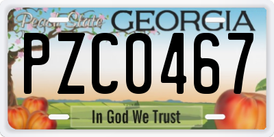 GA license plate PZC0467