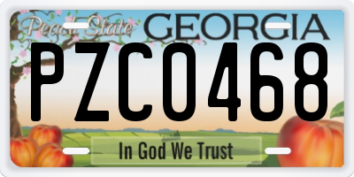 GA license plate PZC0468