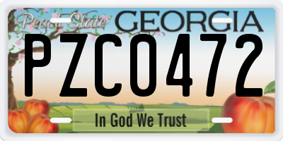 GA license plate PZC0472