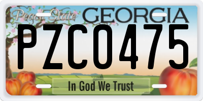 GA license plate PZC0475