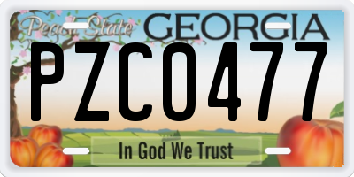 GA license plate PZC0477