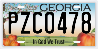 GA license plate PZC0478