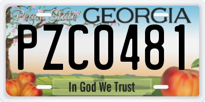 GA license plate PZC0481