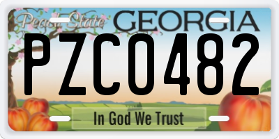 GA license plate PZC0482