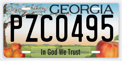 GA license plate PZC0495