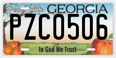 GA license plate PZC0506