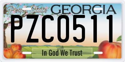 GA license plate PZC0511