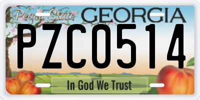 GA license plate PZC0514