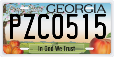 GA license plate PZC0515