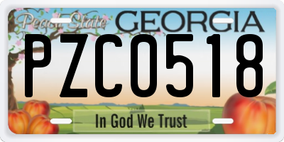 GA license plate PZC0518