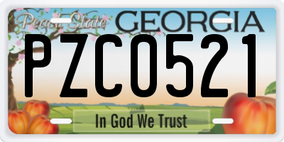 GA license plate PZC0521