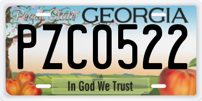 GA license plate PZC0522