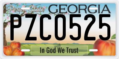 GA license plate PZC0525