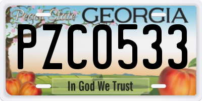 GA license plate PZC0533