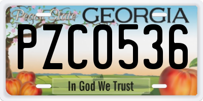 GA license plate PZC0536