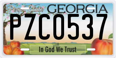 GA license plate PZC0537