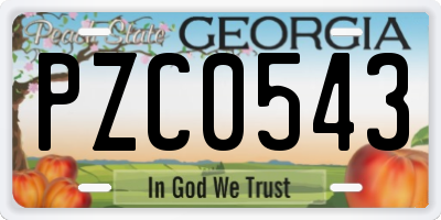GA license plate PZC0543
