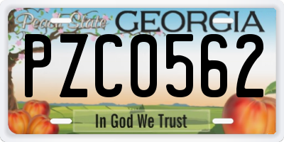 GA license plate PZC0562