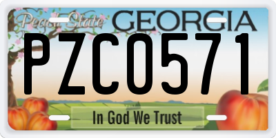 GA license plate PZC0571