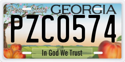 GA license plate PZC0574
