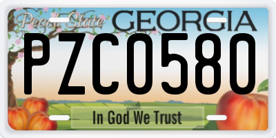 GA license plate PZC0580