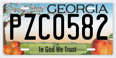 GA license plate PZC0582