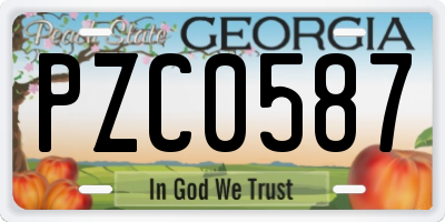 GA license plate PZC0587