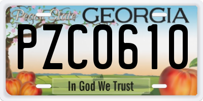 GA license plate PZC0610
