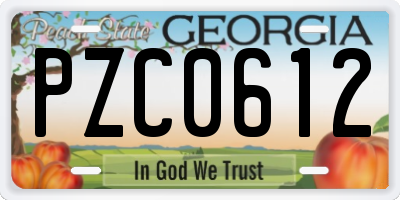 GA license plate PZC0612