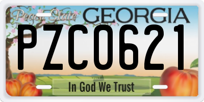 GA license plate PZC0621