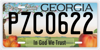 GA license plate PZC0622