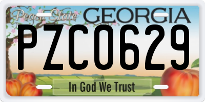 GA license plate PZC0629