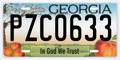 GA license plate PZC0633