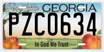 GA license plate PZC0634