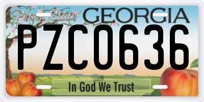 GA license plate PZC0636