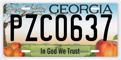 GA license plate PZC0637