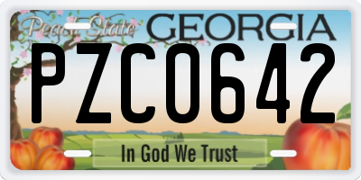 GA license plate PZC0642
