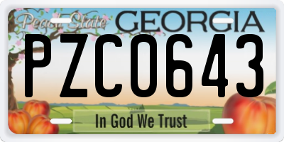 GA license plate PZC0643